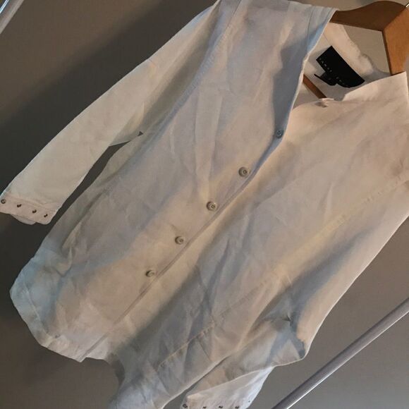 Yansi Fugel White Linen Blend Blouse - Size Small - Picture 2 of 8